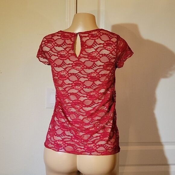 AVOCADO RED LACE &TAN WOMEN"S TOP - Picture 8 of 14